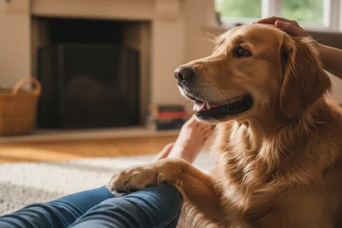 Pourquoi mon chien met-il sa patte sur moi ? Explications…